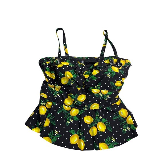 Torrid Lemon Dot Peplum Midkini Top Size 3 (US 3X) - Picture 1 of 5